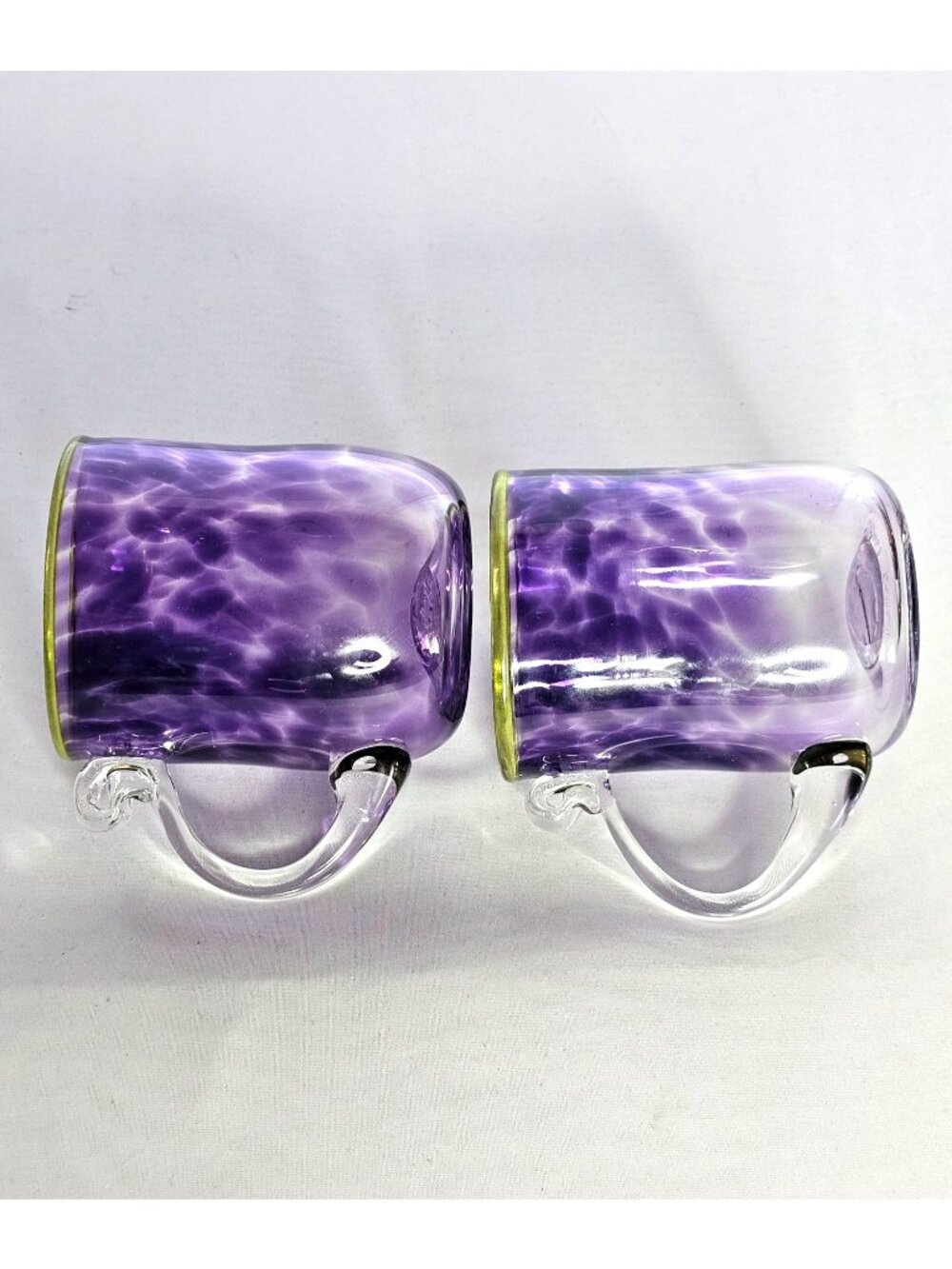2 Vtg 1994 Signed Hand Blown Art Glass Mugs Pacific Northwest Studio Glass Polly - Picture 8 of 11
